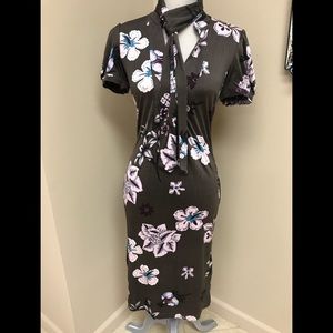 Pink Tartan Brown & White Floral Dress